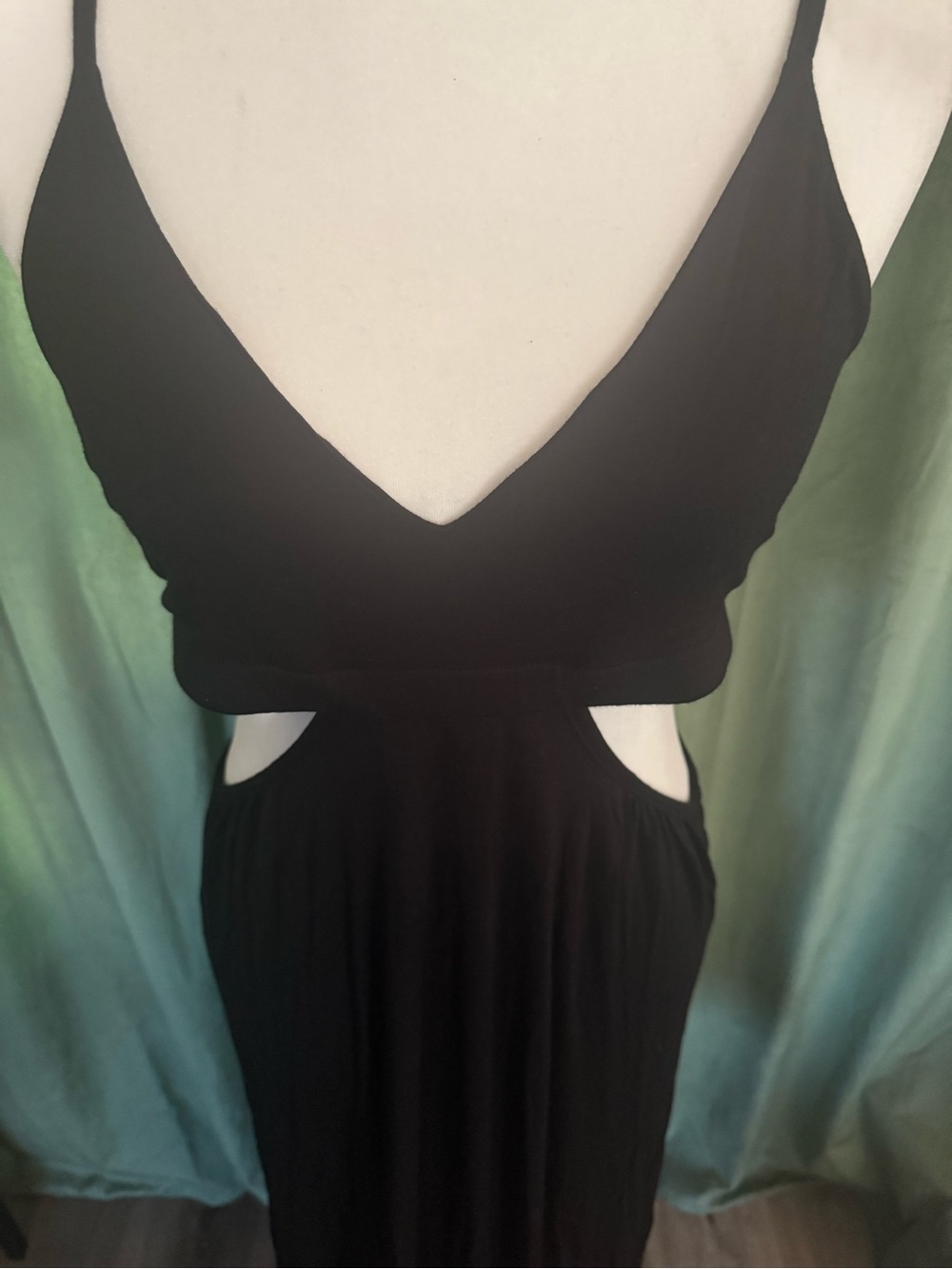 Black Cutout Maxi Dress with V-Neck